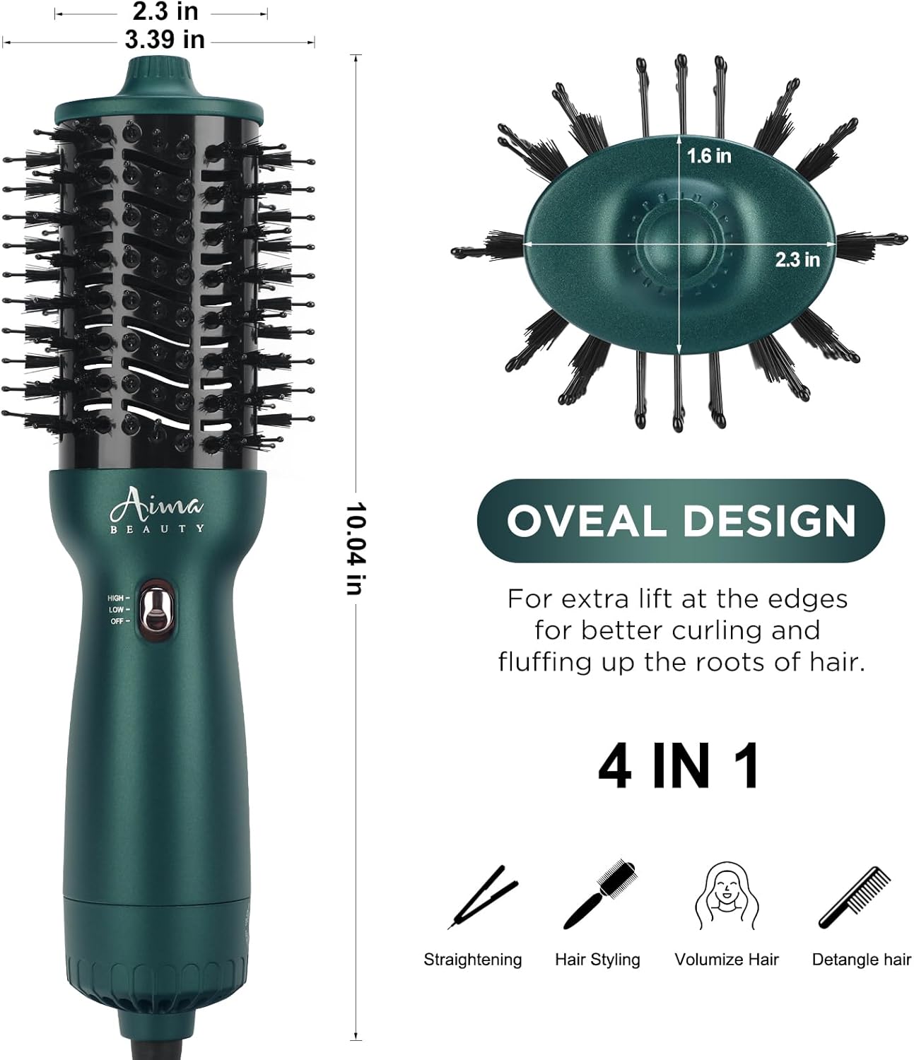 Aima Beauty - Cepillo secador de pelo con voltaje dual para viajes...