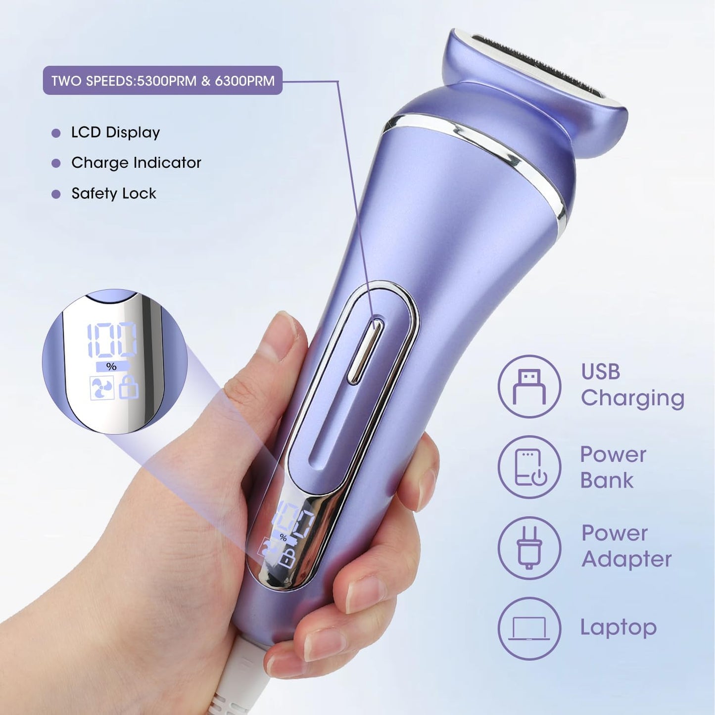 Afeitadoras eléctricas para mujer, kit de depilación 7 en 1 con dep...