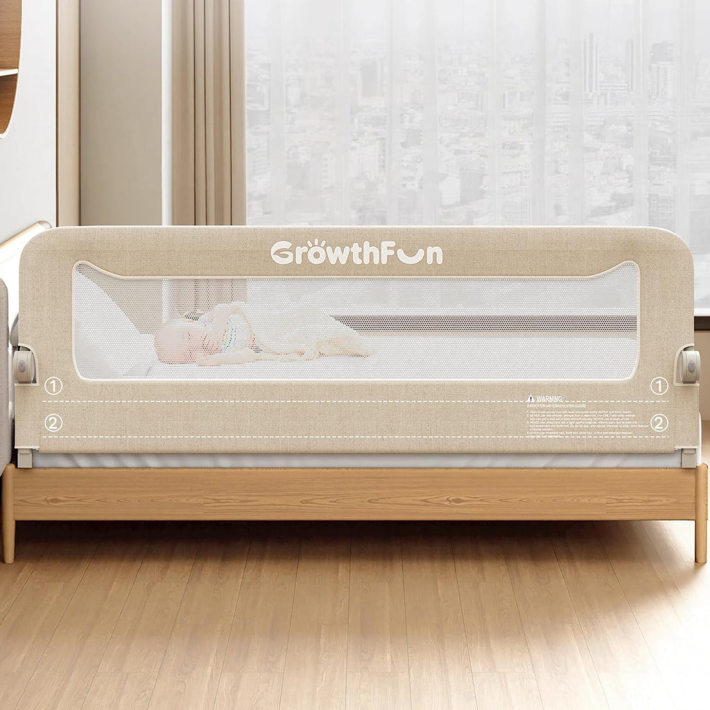 GrowthFun Riel de cama plegable para niños pequeños, marco y conect...