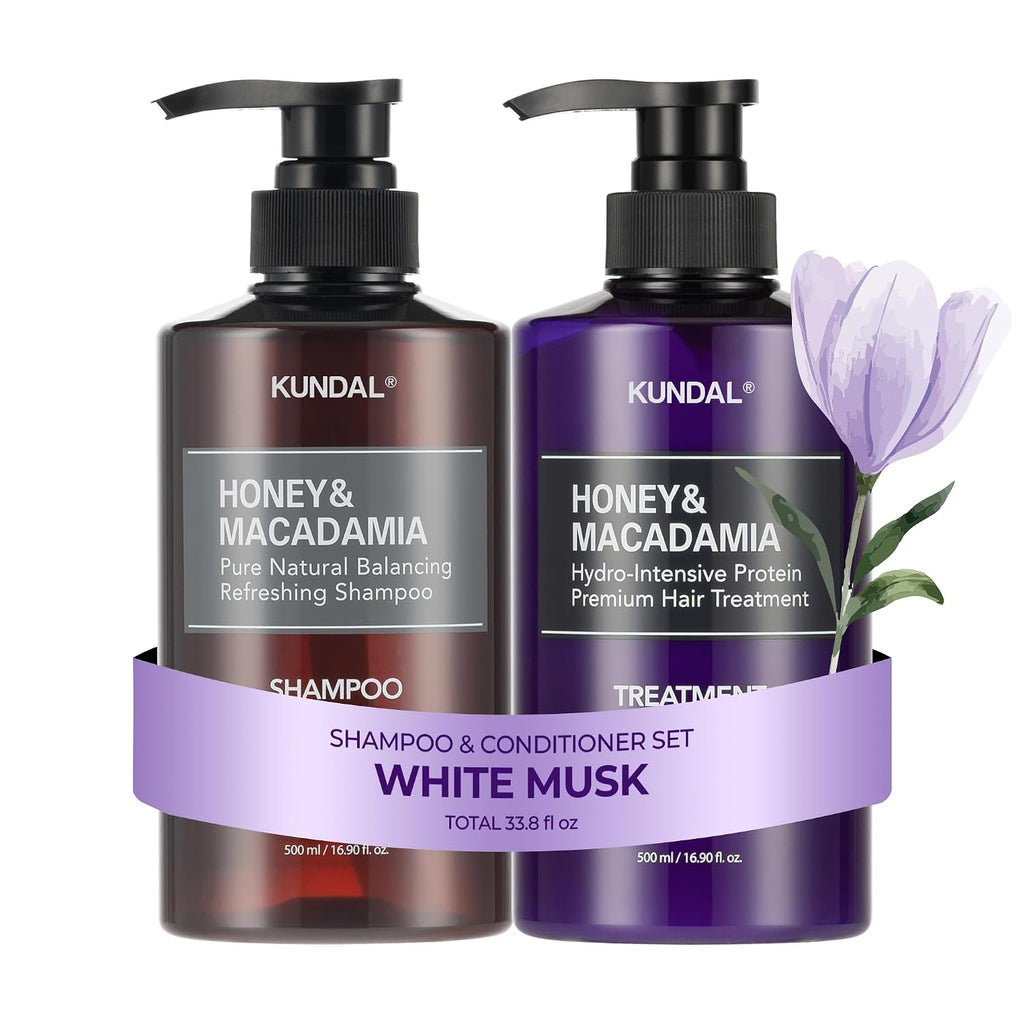 KUNDAL Juego de champú y acondicionador coreano [White Musk] calida...
