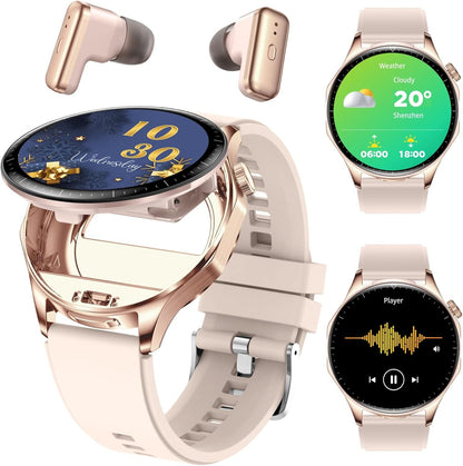 Desong Reloj inteligente con auriculares, relojes inteligentes TWS...