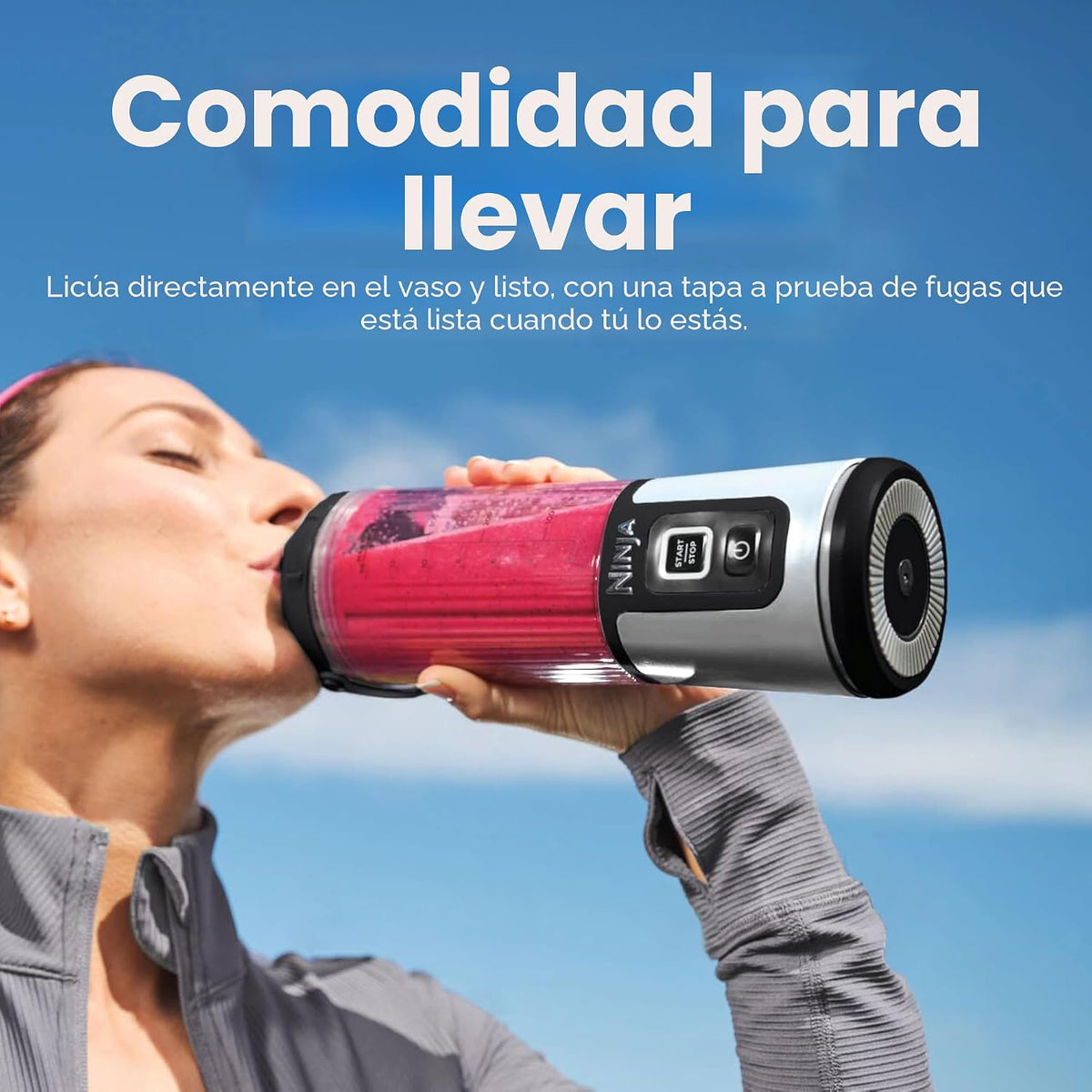 Ninja Blast Batidora Portátil, Sin Cable, Recipiente de 18oz, Licua...
