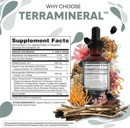 Clean Nutraceuticals - Gotas líquidas de Shilajit con musgo marino,...