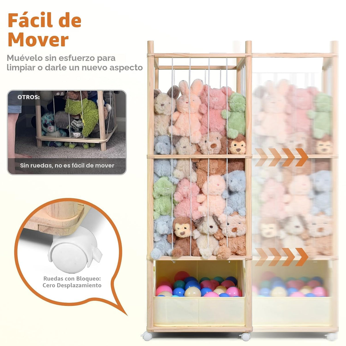 Almacenamiento de animales de peluche con bandeja de juguetes peque...