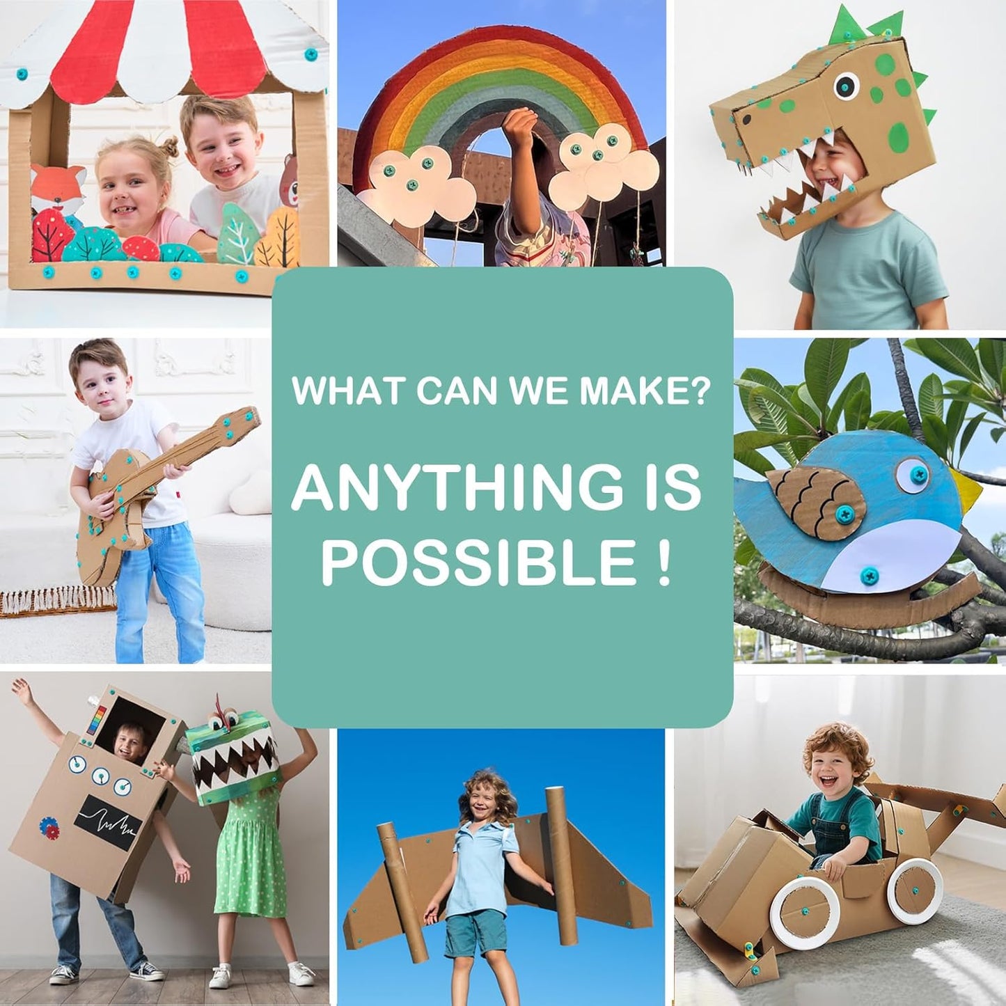 Kizzikids Herramientas de cartón para niños con cortador y caja de...