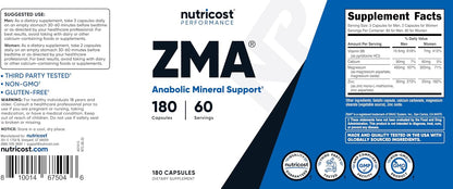 Nutricost ZMA 180 Cápsulas (3 Botellas)