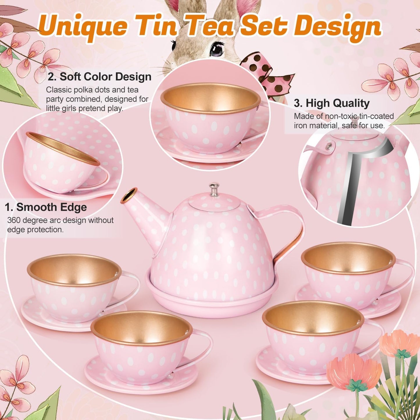 Juego de fiesta de té para niñas pequeñas, juguetes de princesa par...