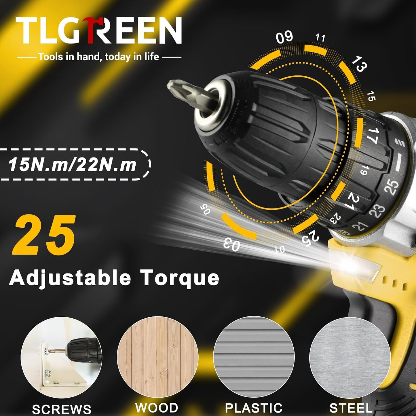 TLGREEN Juego de herramientas de 138 piezas con taladro inalámbrico...