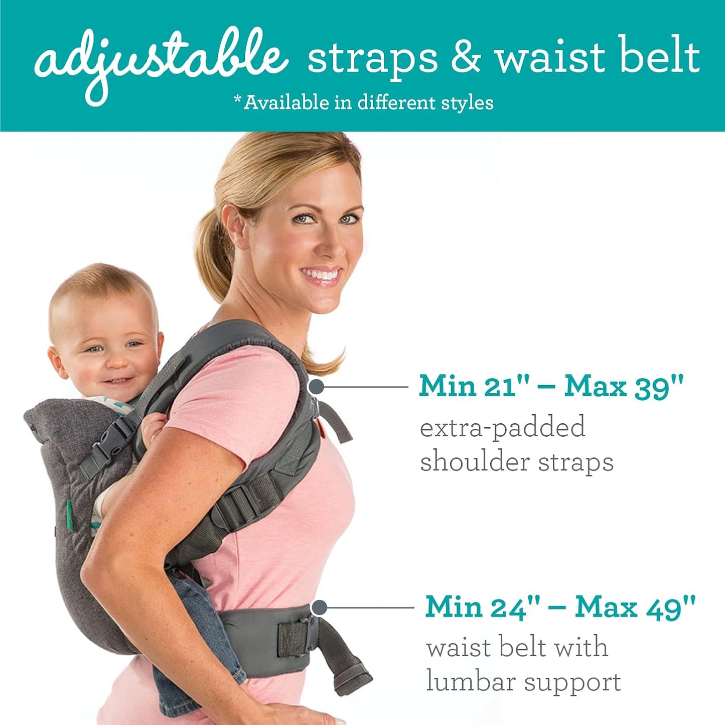 Infantino Flip - Portabebés 4 en 1 convertible, ajustable, ergonómi...