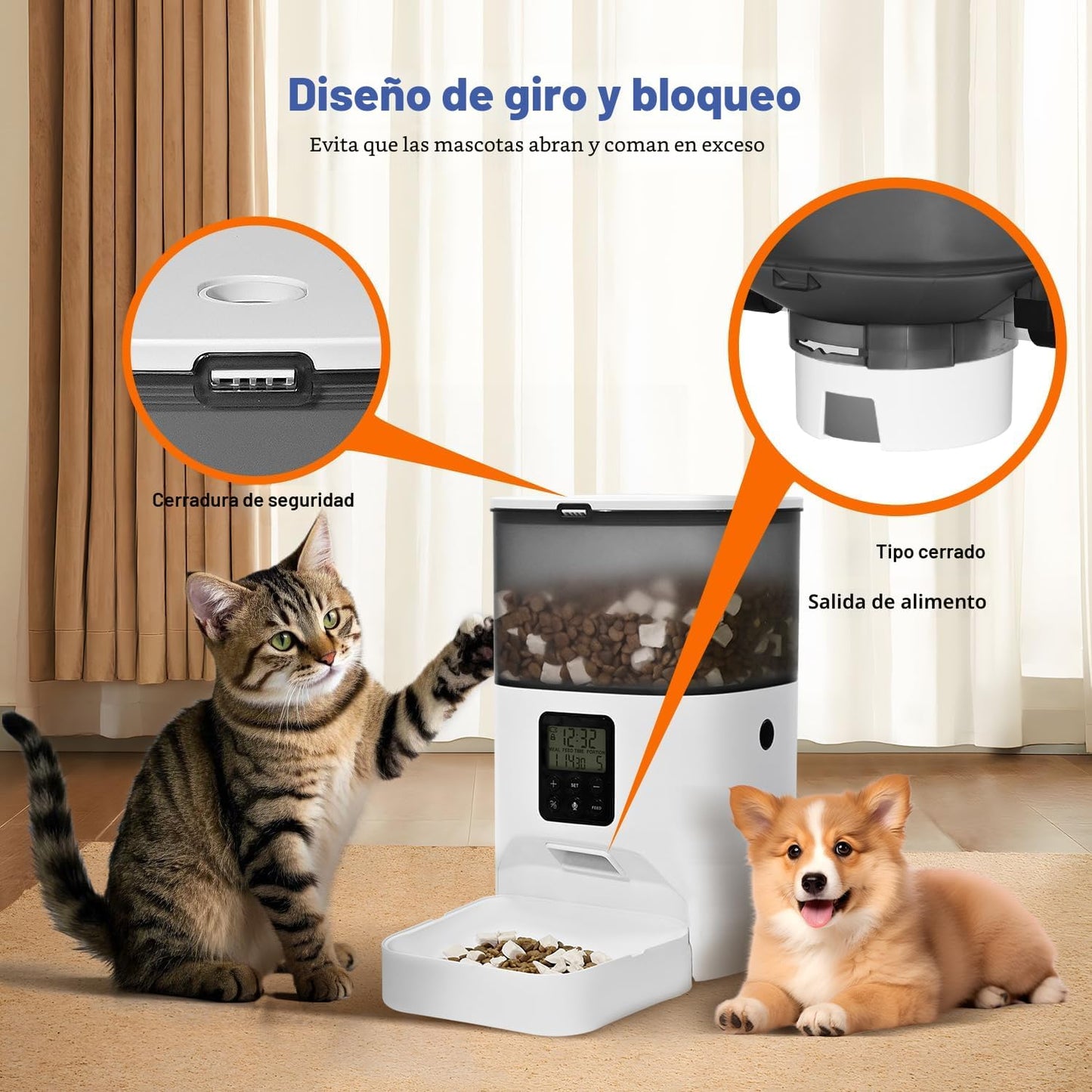 ANDOLL HOME Comedero automático para gatos, dispensador de comida p...