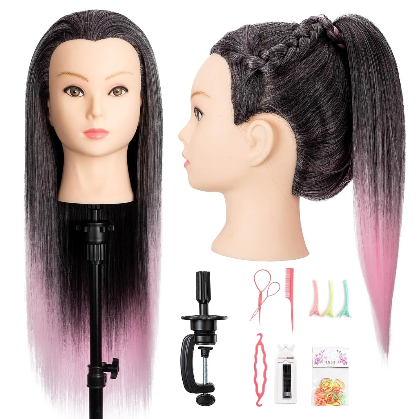 Cabeza de maniquí con cabello, cabeza de entrenamiento de 26 pulgad...