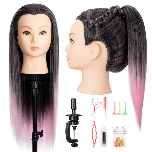Cabeza de maniquí con cabello, cabeza de entrenamiento de 26 pulgad...