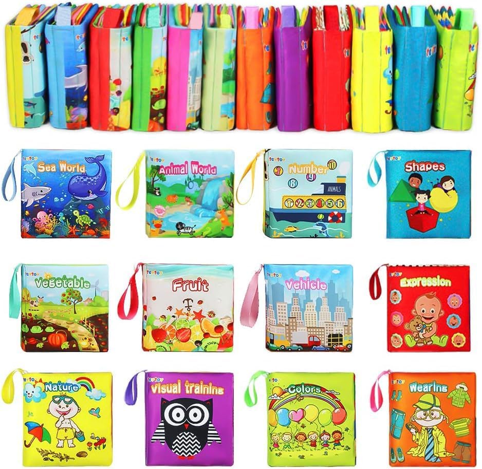My First Soft Book, teytoy - Tela no tóxica para bebé, libros suaves arrugados para bebés, niños y niñas, juguetes educativos tempranos (paquete de 12)