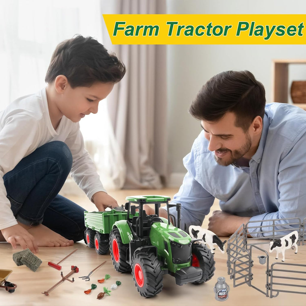 Peagprav Juego de juguetes de tractor de animales de granja - tract...