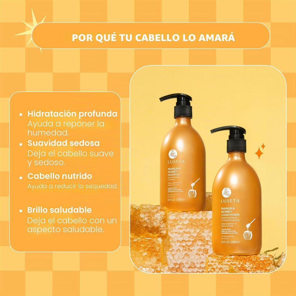 Champú y acondicionador de miel de manuka Luseta, cuidado hidratant...