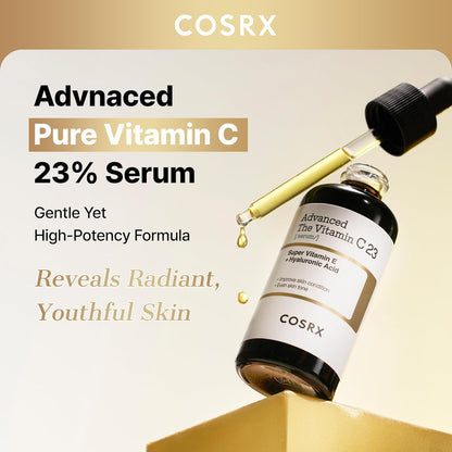 COSRX Advanced Pure - Suero de vitamina C al 23% con vitamina E y glutatión (renovación), suero coreano de vitamina C para líneas finas, tono de piel desigual y piel opaca, 0.67 onzas, cuidado de la