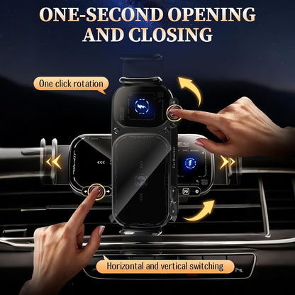 Soporte giratorio de carga inalámbrica para automóvil, soporte de teléfono giratorio automático 2 en 1, cargador de automóvil de carga rápida, rotación automática de un clic y sujeción