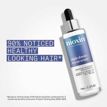 Nioxin Night Density Rescue Serum | Suero para engrosar el cabello durante la noche | Protege contra la rotura del cabello | Tratamiento intensivo con Oxydina | 2.4 onzas líquidas