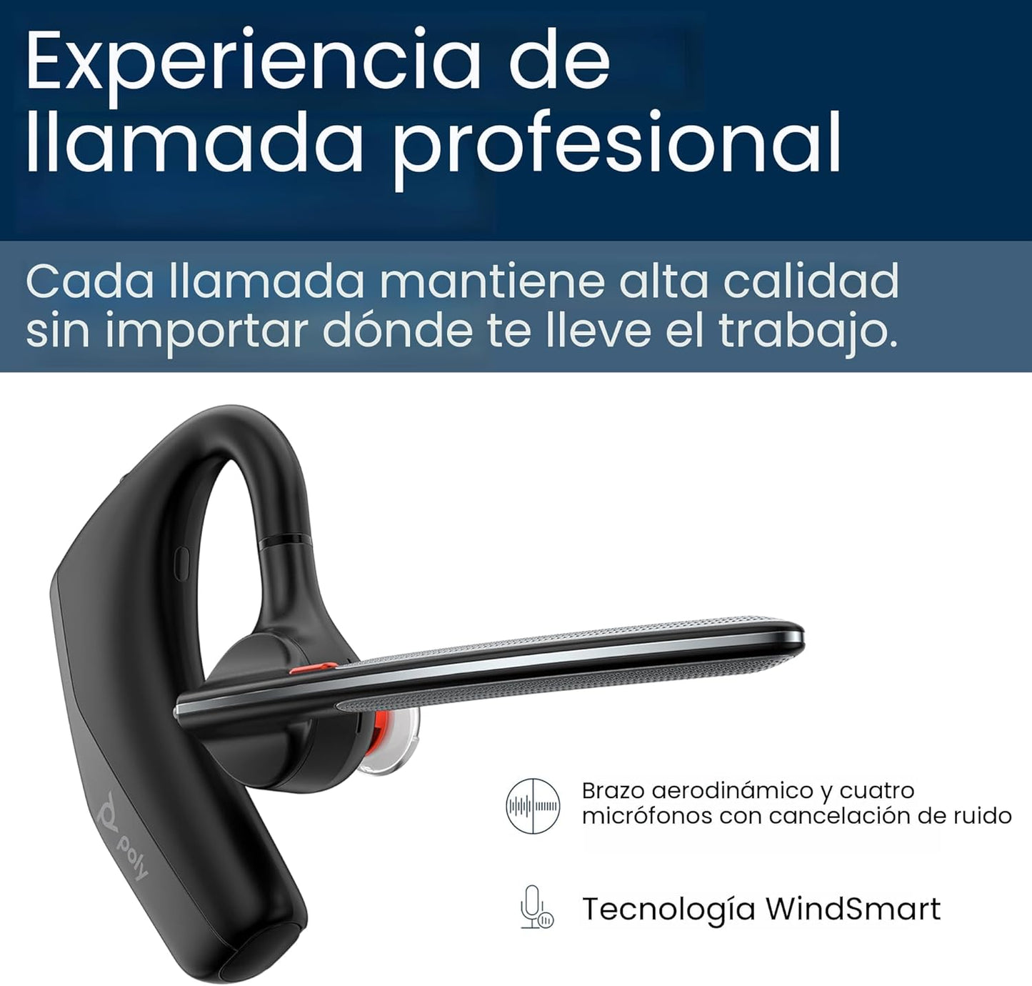 Poly Voyager Legend 30 - Auriculares Bluetooth con micrófono - Boom discreto y 4 micrófonos con cancelación de ruido - Tecnología WindSmart - Comodidad durante todo el día - Conectividad perfecta
