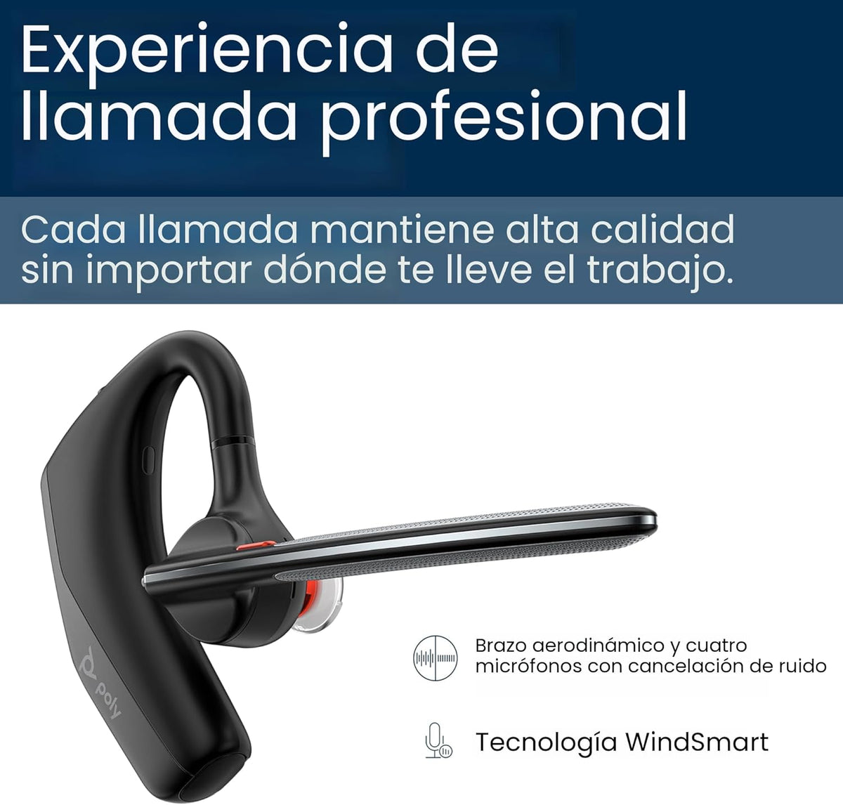 Poly Voyager Legend 30 - Auriculares Bluetooth con micrófono - Boom discreto y 4 micrófonos con cancelación de ruido - Tecnología WindSmart - Comodidad durante todo el día - Conectividad perfecta