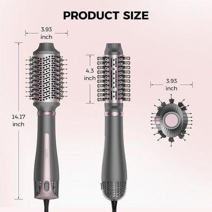 CONFU Cepillo secador de pelo, herramientas de peinado 4 en 1, secador de pelo y estilizador voluminizador con soplado antiencrespamiento de iones negativos, cepillo de aire caliente para secar