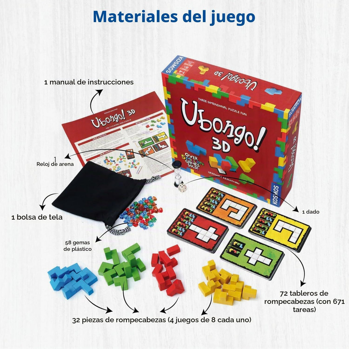 Ubongo 3D | Juego de rompecabezas geométrico con bloques tridimensi...