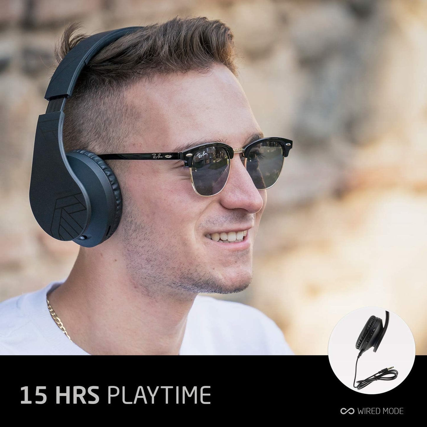 PowerLocus - Audífonos Bluetooth sobre las orejas, auriculares inal...