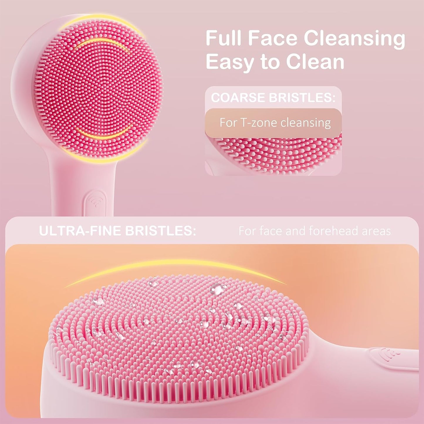 Cepillo de limpieza facial de silicona, limpiador facial impermeabl...