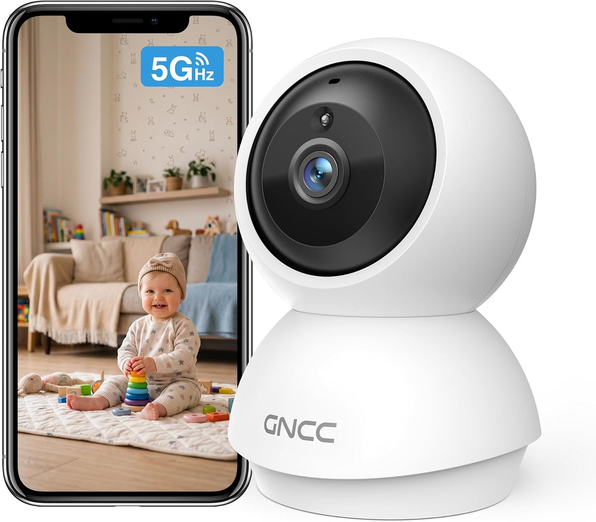 GNCC Monitor de bebé 2K, cámara WiFi 5G para bebé con aplicación de...