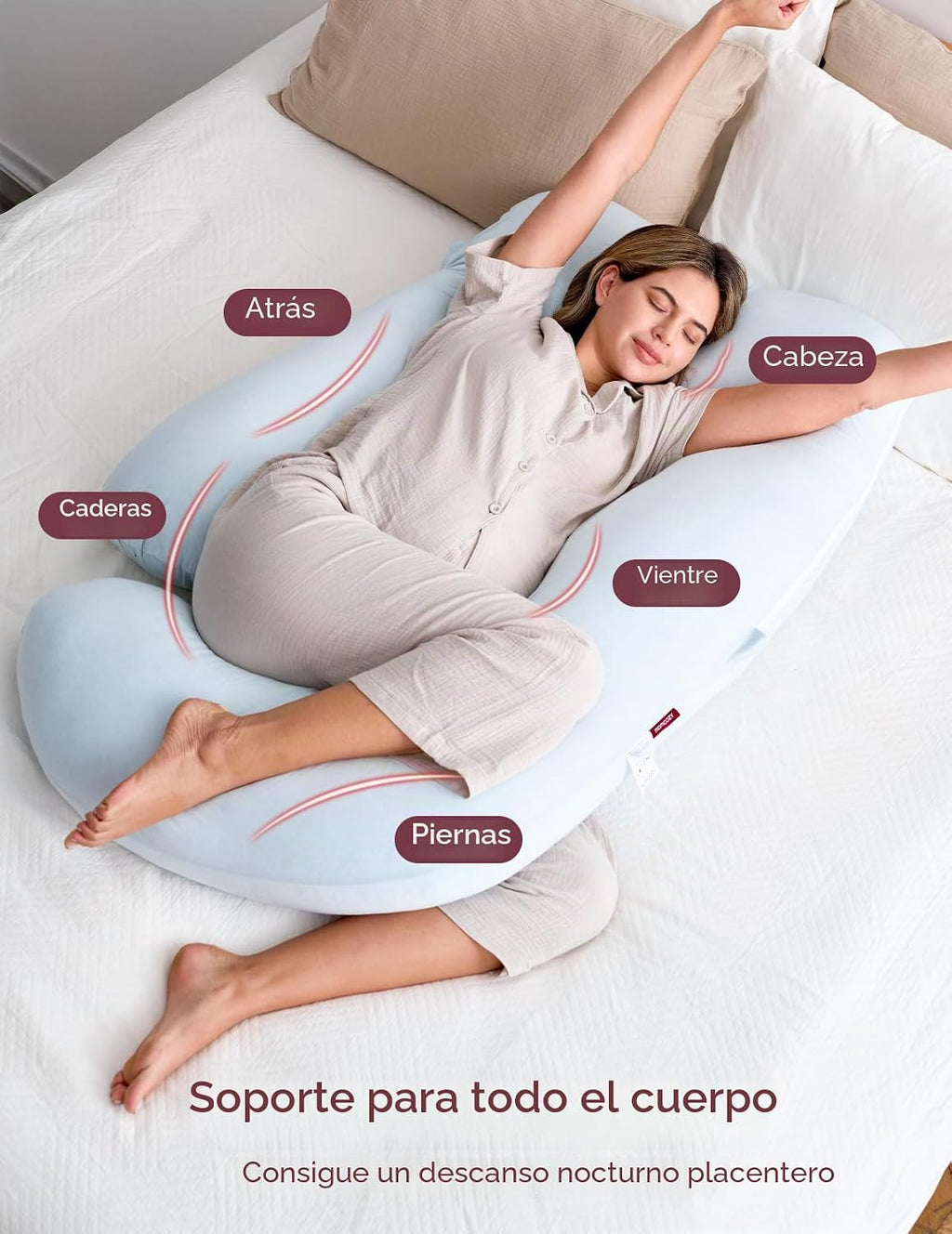 Momcozy Almohadas de embarazo para dormir, almohada en forma de U d...