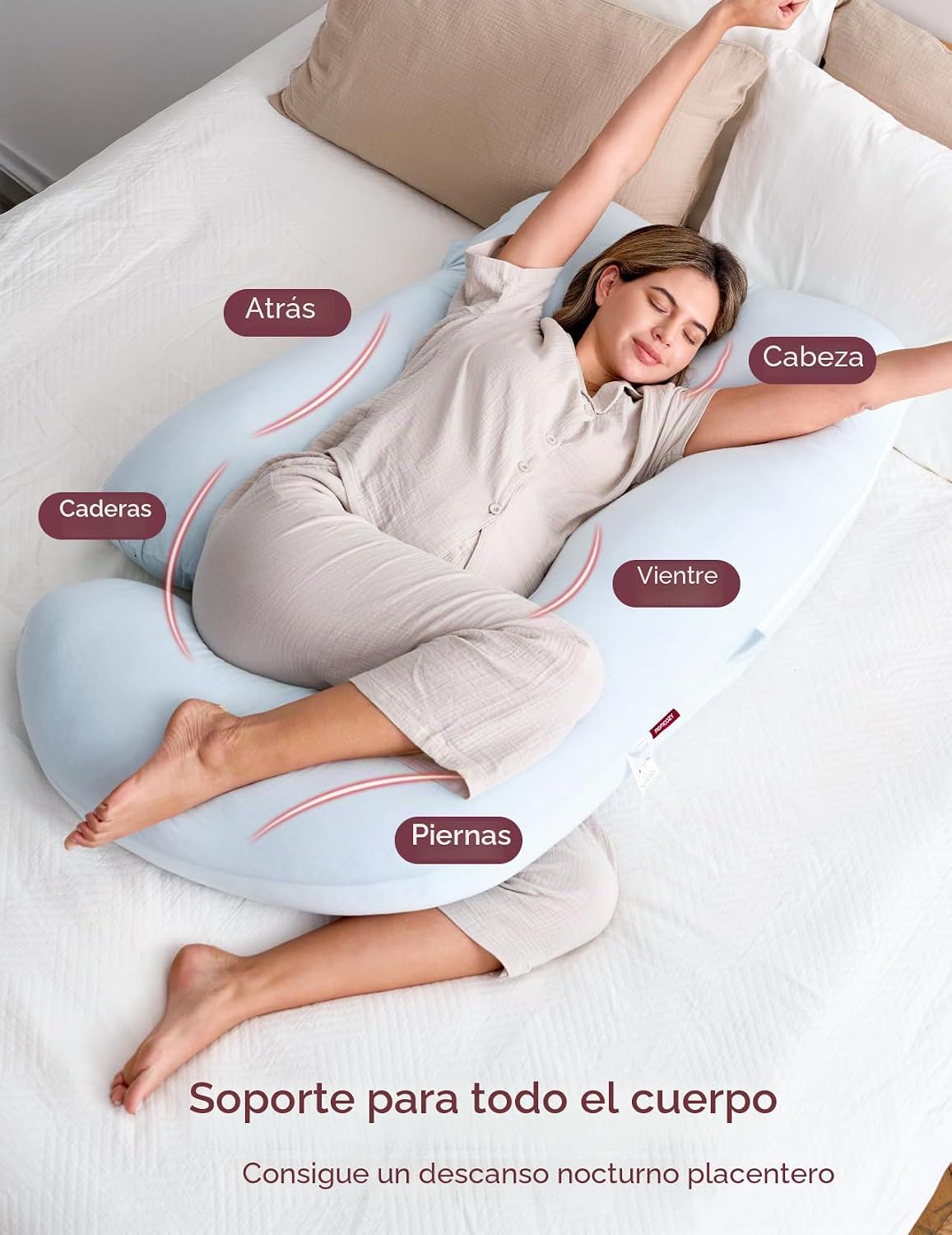 Momcozy Almohadas de embarazo para dormir, almohada en forma de U d...