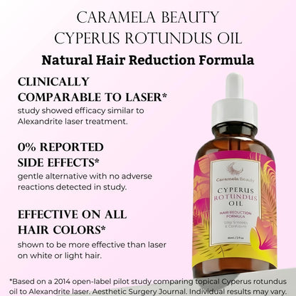 Aceite de Cyperus Rotundus Natural Caramela Beauty - 60ml de Aceite Natural de Cyperus Rotundus para Depilación, Hidratante y Calmante, Aceite de Cyperus para Reducir el Crecimiento del Vello Corporal