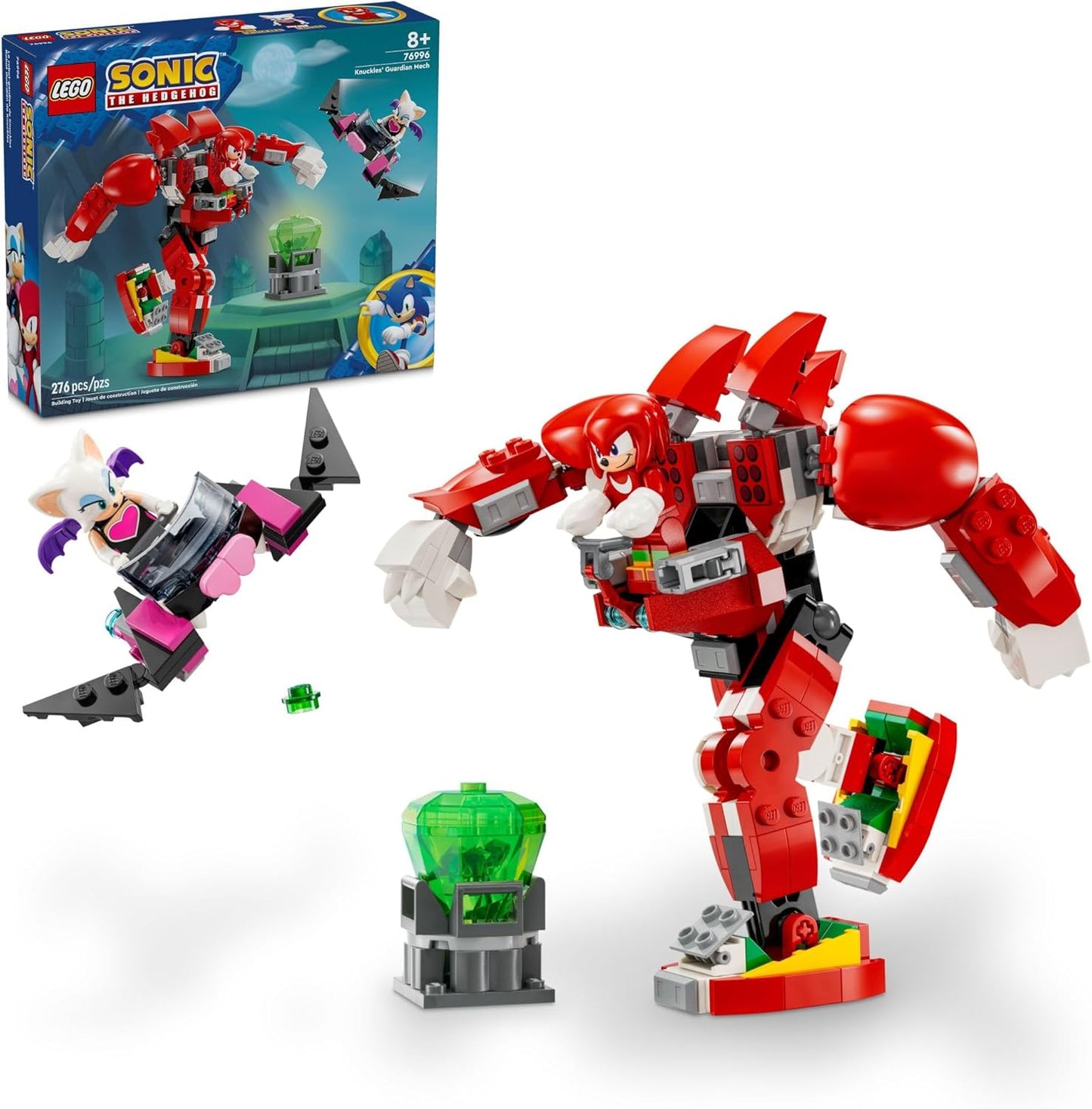 LEGO Sonic The Hedgehog, Set de Construcción de Mech Guardian de Knuckles, Juguete de Sonic para Niños, Figura de Acción de Knuckles Inspirada en Videojuegos con Esmeralda Maestra, Regalo de Juegos