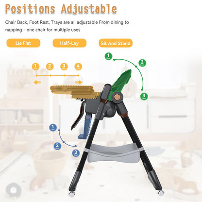 SmartEdge Silla Alta para Bebé con Ruedas, Sillas Altas Plegables 3...