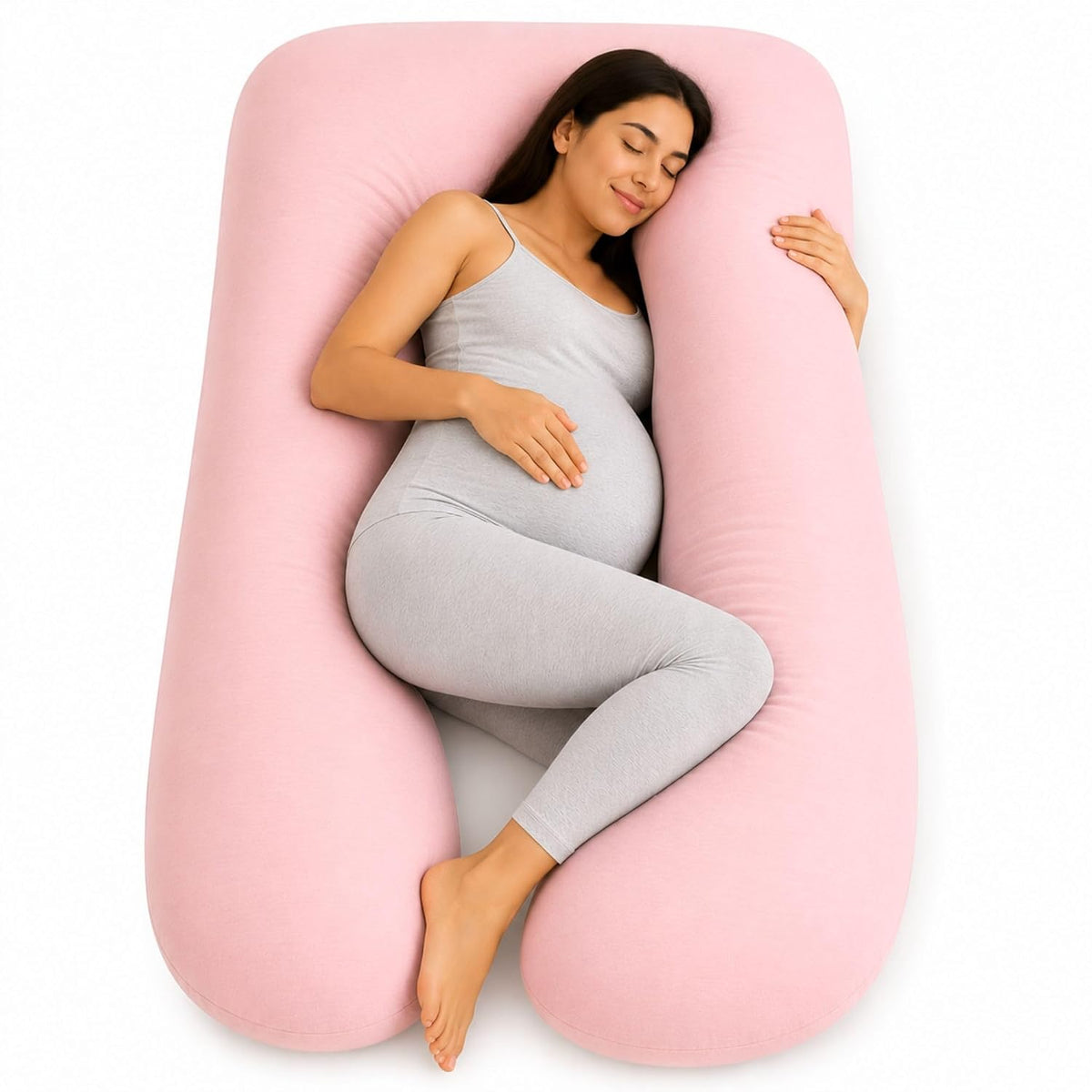 Almohada de embarazo en forma de U, funda 100% algodón, soporte de...