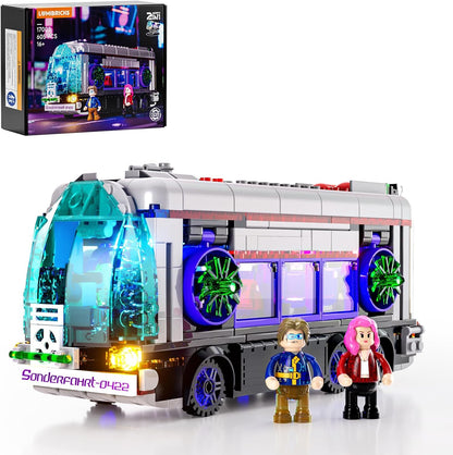 Cyberpunk Future-Bus - Juego de ladrillos de construcción, colección de vehículos del futuro de Cyberpunk City, luz LED, 2 en 1, modelo de automóvil, 605 piezas para adultos y amantes de la