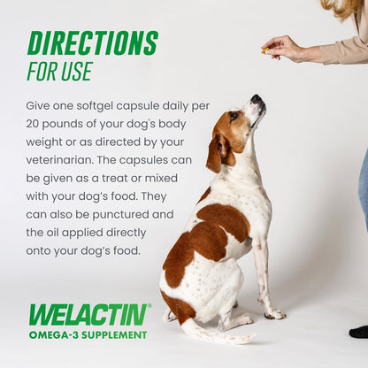 Nutramax Welactin - Cápsulas blandas caninas, suplemento Omega 3 pa...