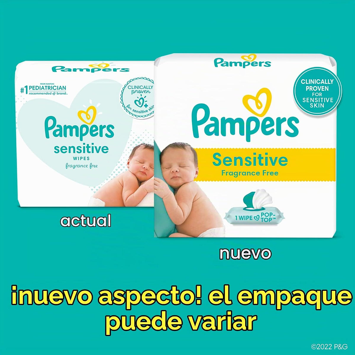 Pampers Sensitive - Toallitas para bebés, a base de agua, hipoalerg...