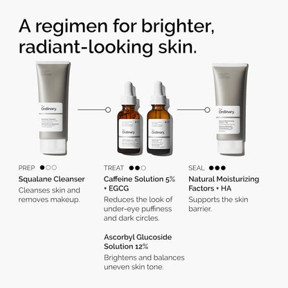 The Ordinary Caffeine Solution 5% + EGCG, Depuffing Eye Serum for D...