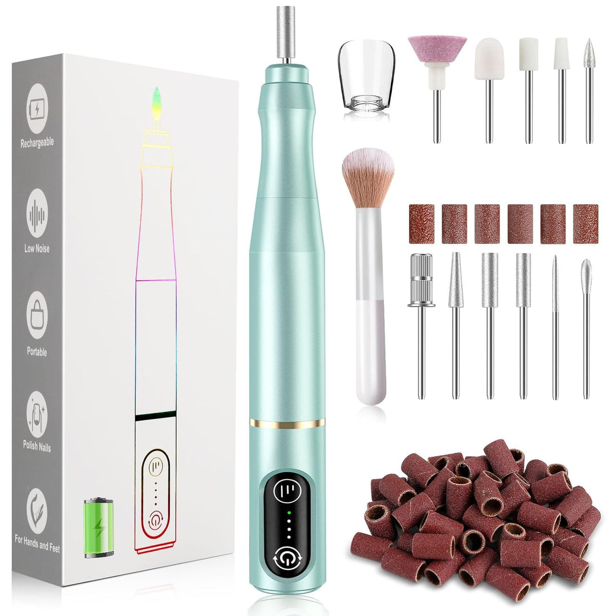 TUOBEO Kit de lima eléctrico recargable para uñas, removedor de esm...