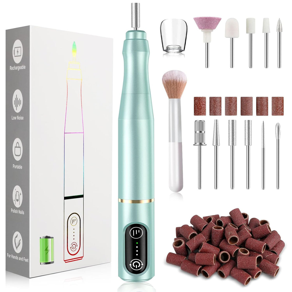 TUOBEO Kit de lima eléctrico recargable de uñas inalámbrico Efile,...