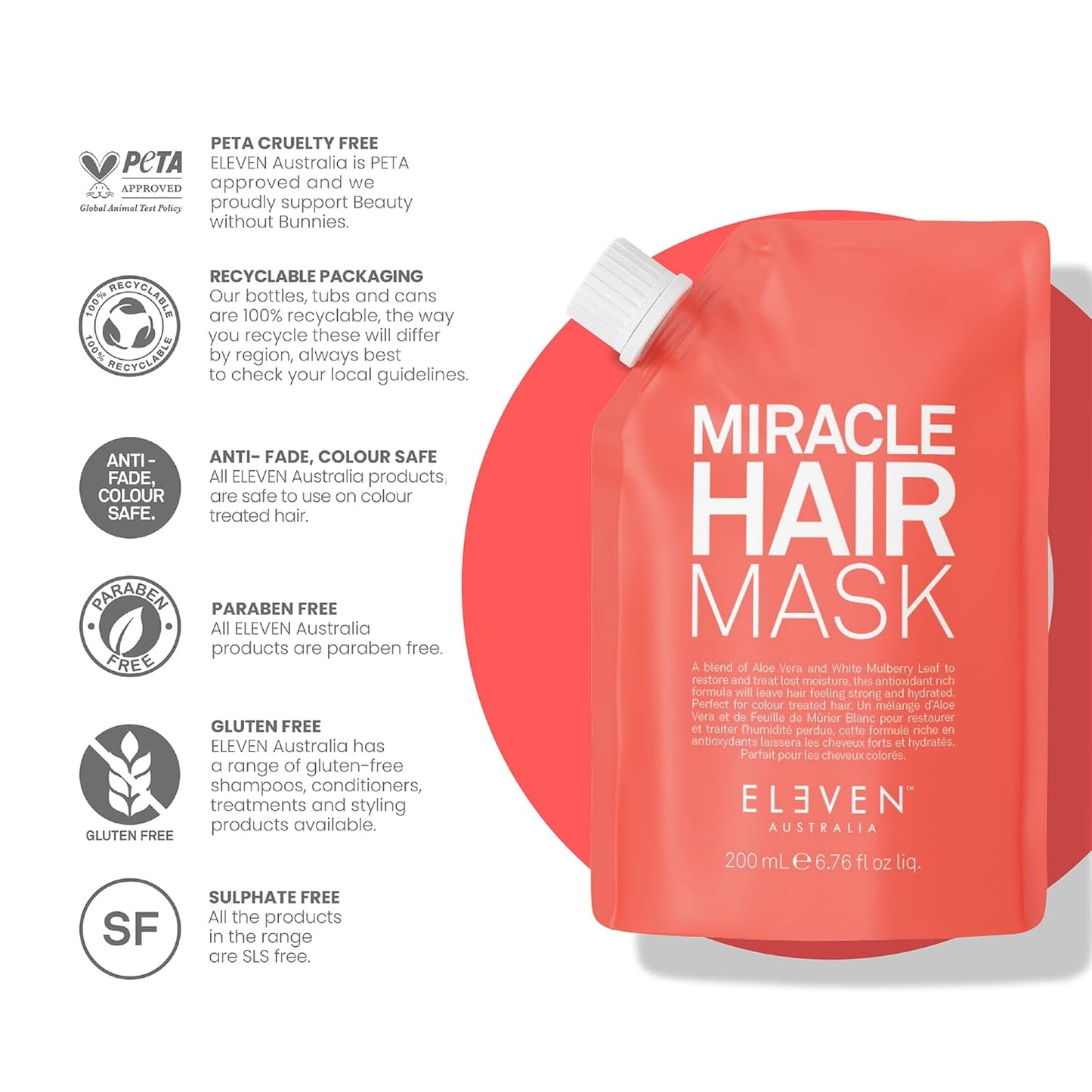 ELEVEN AUSTRALIA Miracle Hair Mask for Dry Damaged Hair - Tratamien...