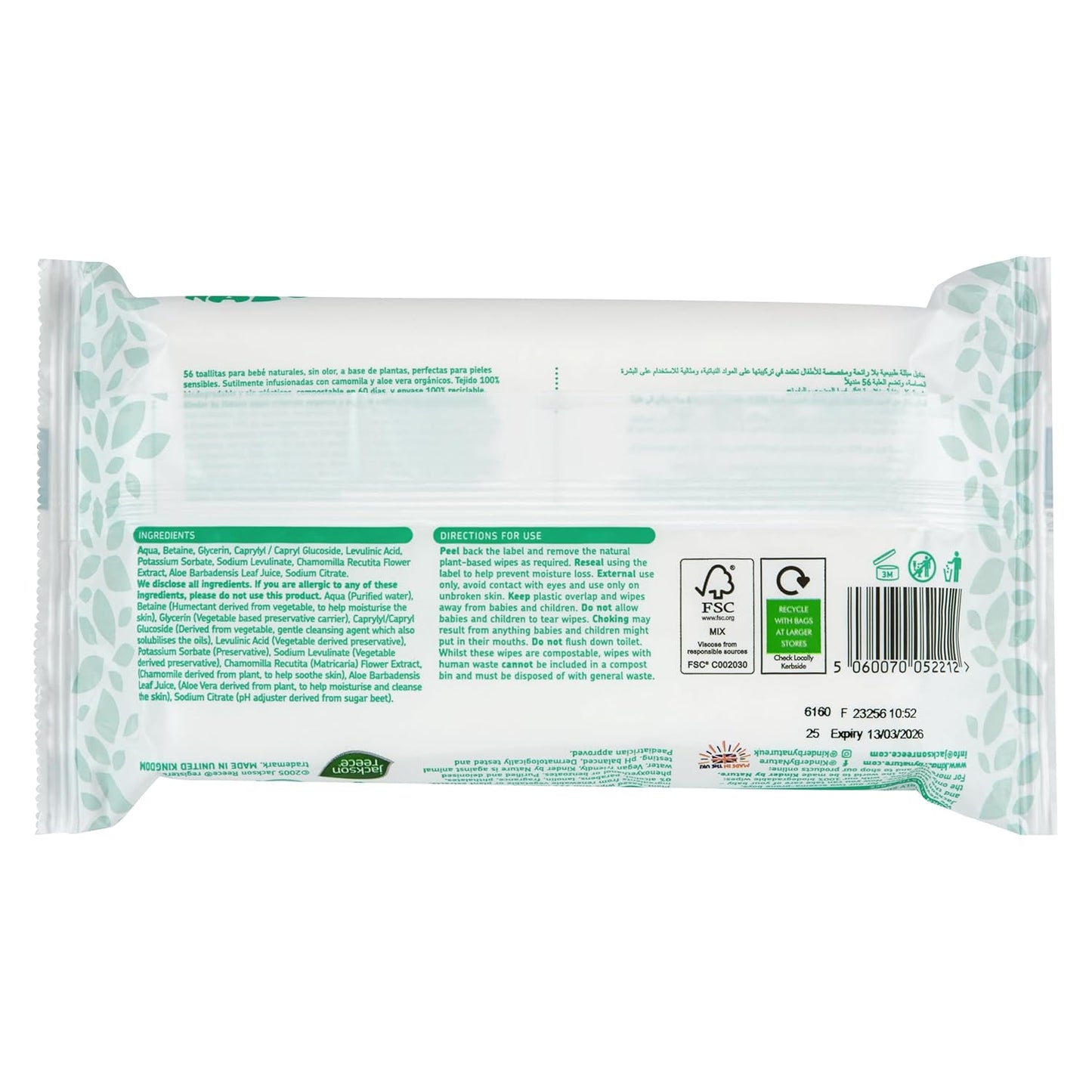 Kinder by Nature Toallitas para bebés a base de plantas, 100% biodegradables y compostables, 672 unidades (12 paquetes de 56), 99% ingredientes a base de plantas, toallitas sin plástico