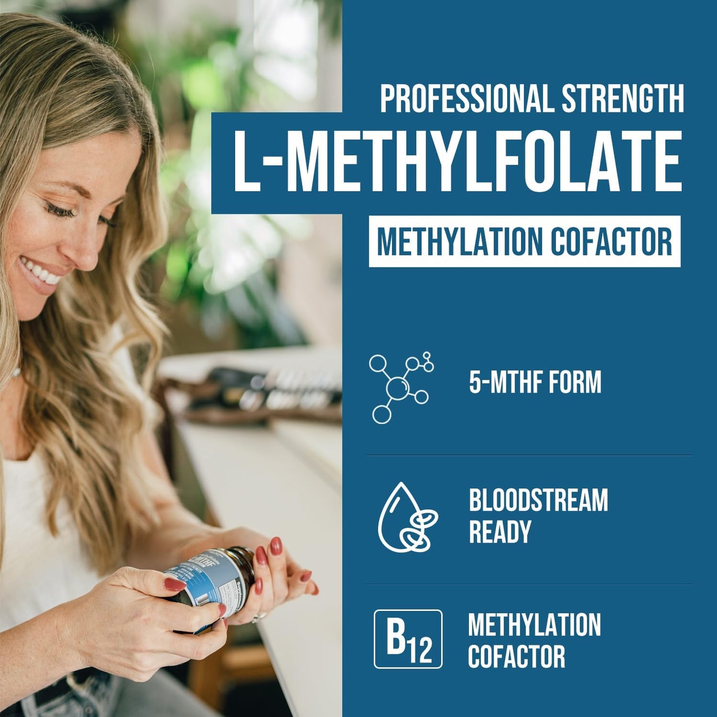 L Metilfolato 15mg Plus Metil B12 Cofactor \u2013 Alta Potencia, Fo...
