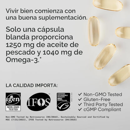 Sports Research® Omega-3 Aceite de Pescado 1250 - Suplemento de Ace...
