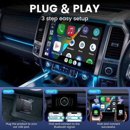 H-Air - Adaptador inalámbrico CarPlay y Android Auto, actualización 2025, dongle USB Plug & Play, convierte CarPlay Auto con cable a inalámbrico, sin latencia, conexión rápida, para