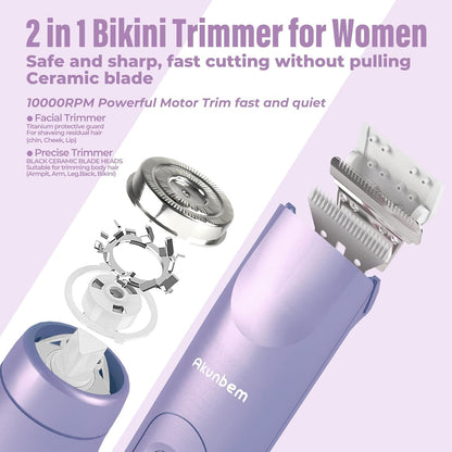 Akunbem Recortadora de bikini para mujer, maquinillas de afeitar el...