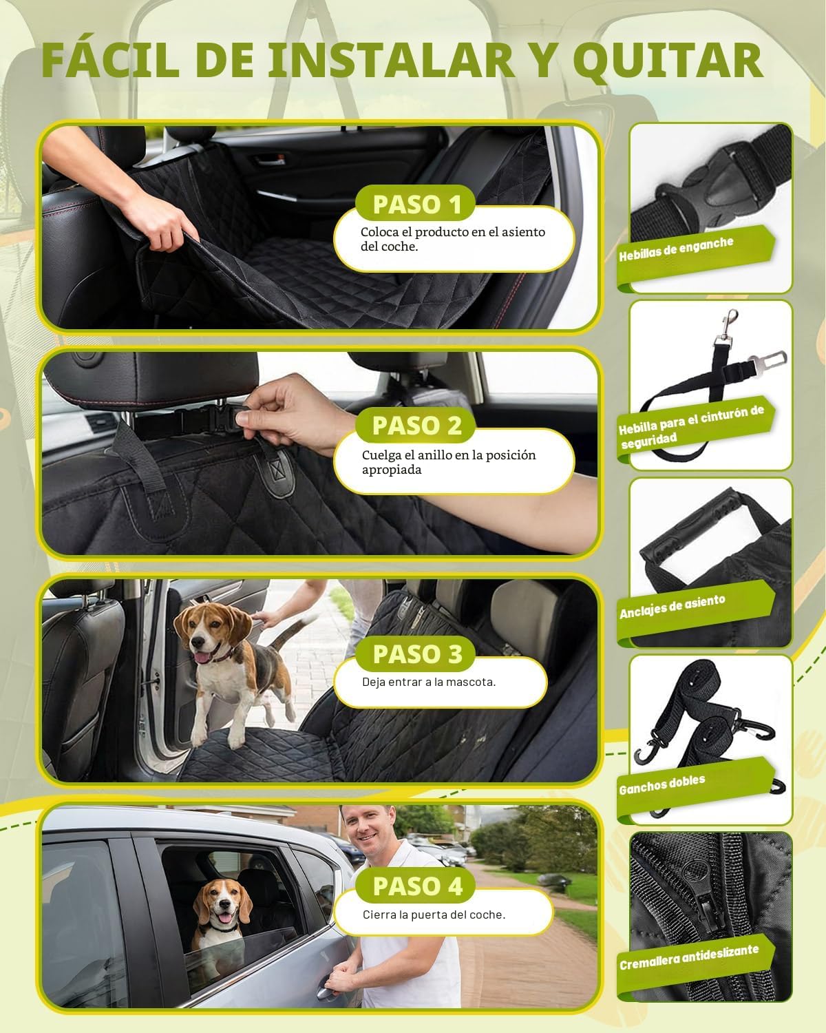 Funda de asiento de coche para perros, funda de asiento para perros...