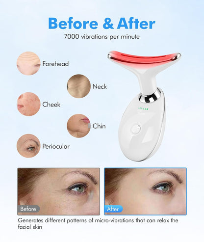 SDKWDH Terapia de luz roja para cara y cuello, herramienta de masaj...