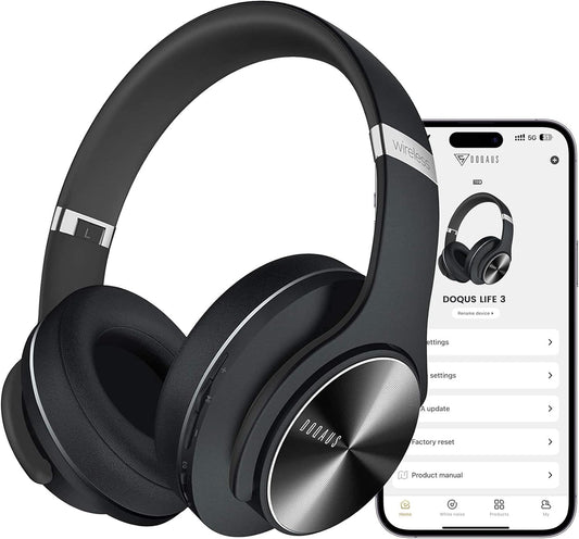 DOQAUS Auriculares Bluetooth sobre la oreja, auriculares inalámbric...